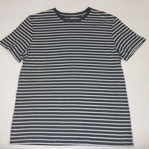 Public Opinion grey and white striped tee ; size L